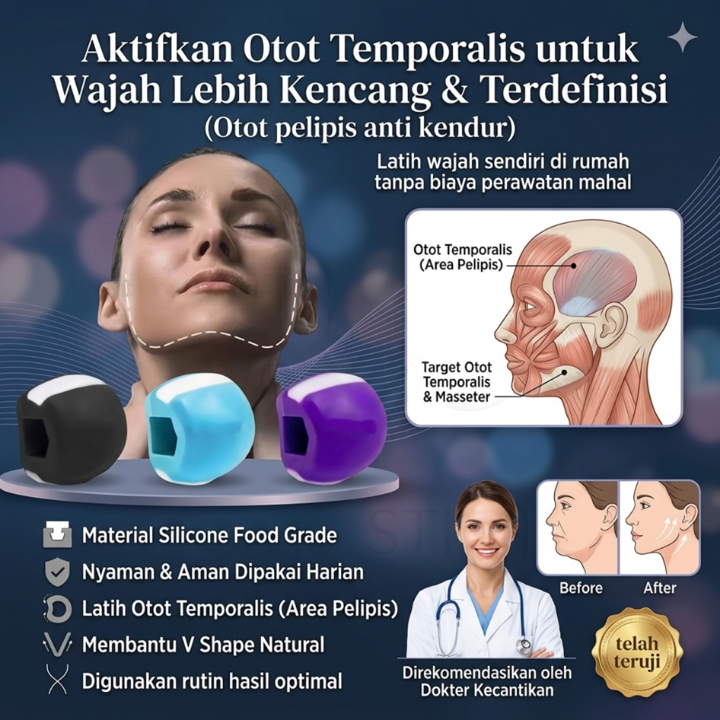 Temporalis/Pelipis Trainer Food Grade | Alat Pelatih Otot Pelipis | Pelatih Otot Senam Wajah | Pelat