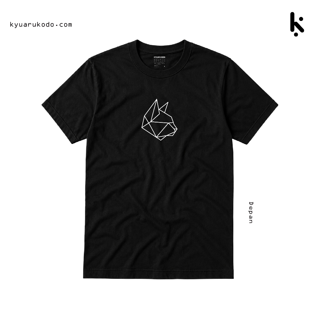 Kyuarukodo T-Shirt Warna Hitam dan Putih Pria Wanita QR Code Cat Line Three Identitas Digital dan Ke