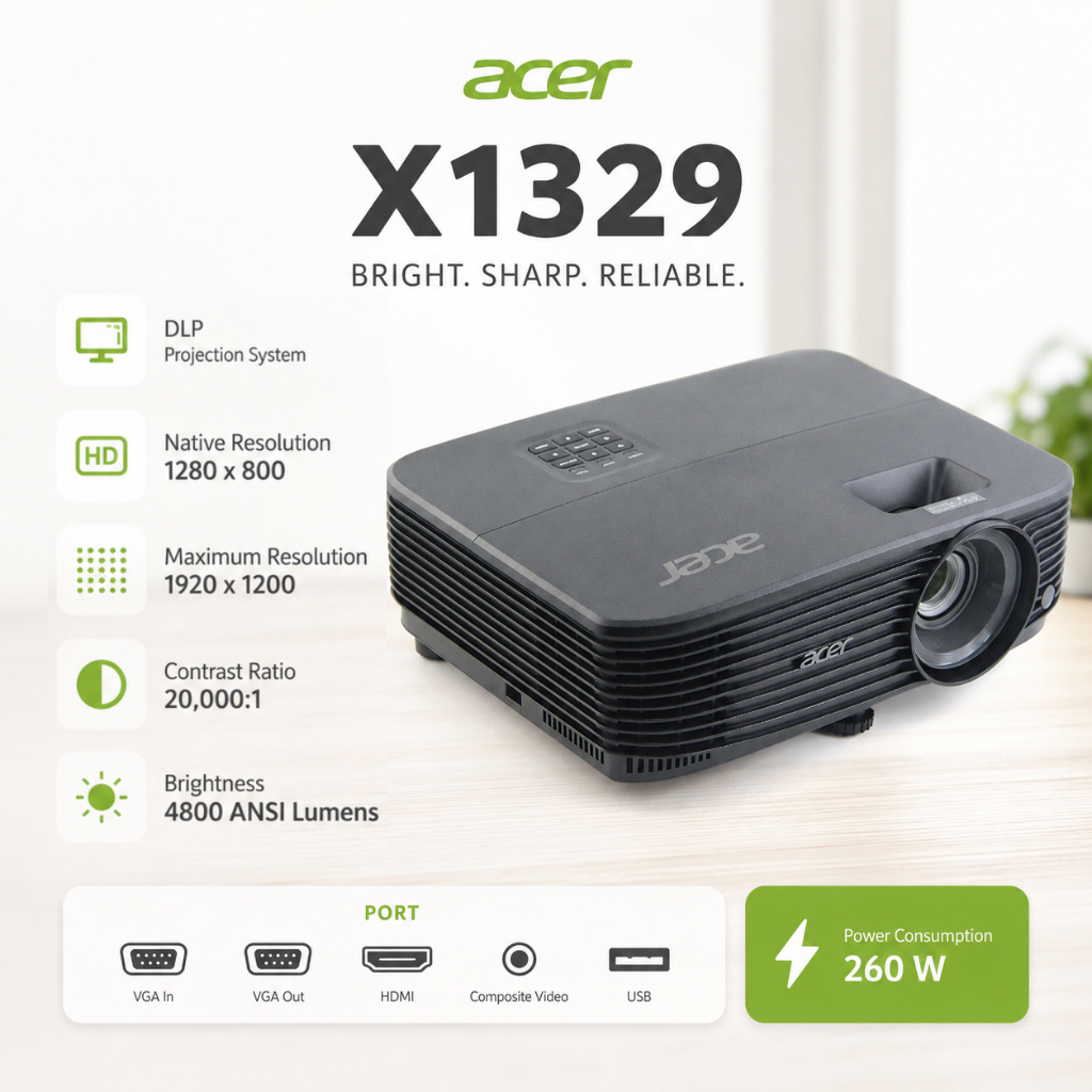 Proyektor ACER X1329 DLP 4800 Lumens