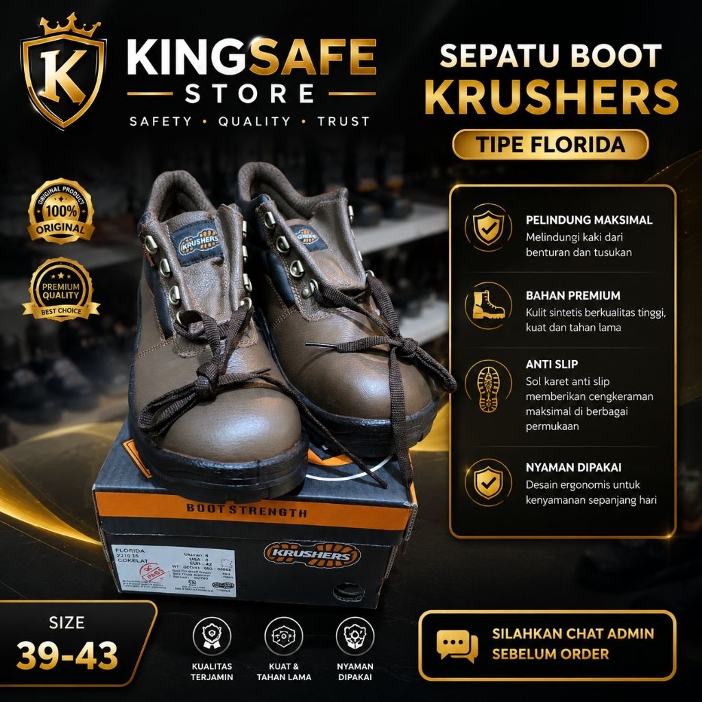 SEPATU SAFETY MERK KRUSHERS TYPE FLORIDA - SAFETY SHOES KRUSHERS - SAFETY SHOES TYPE FLORIDA