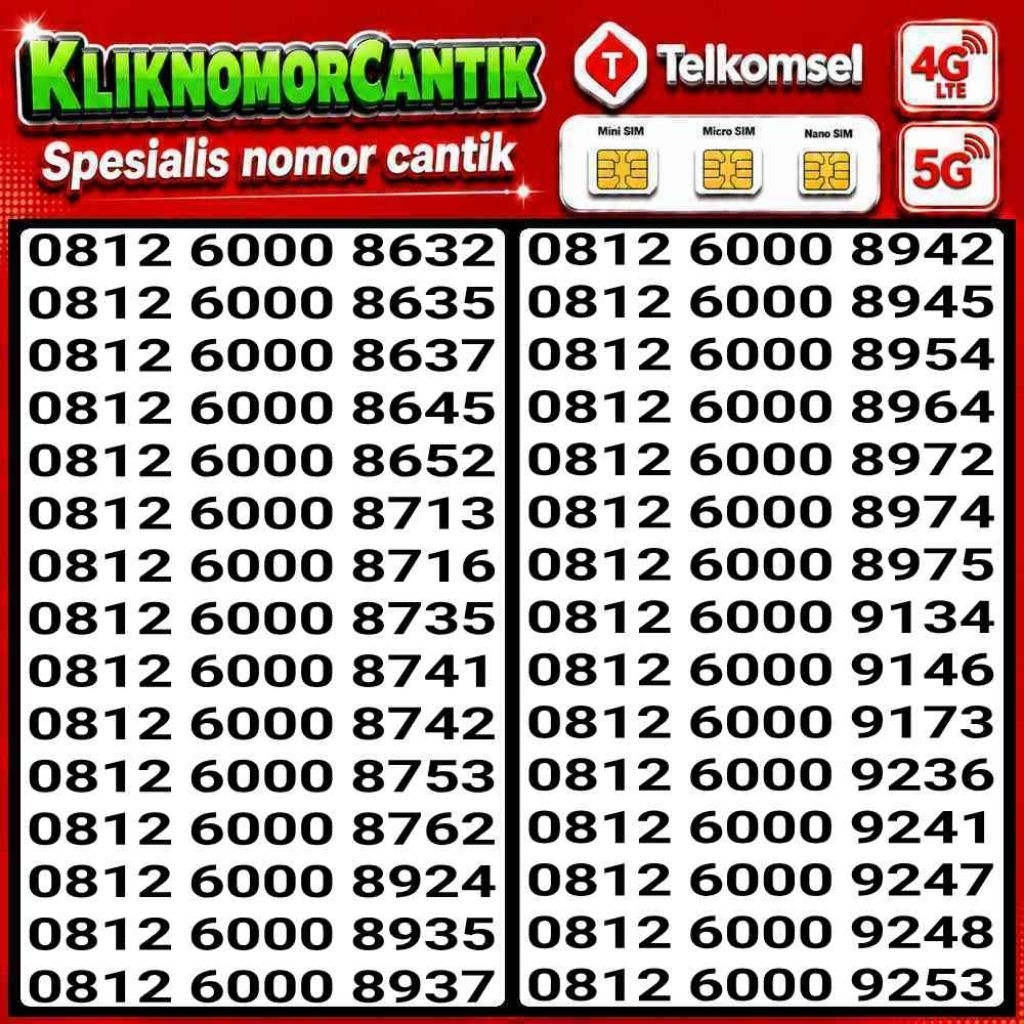 nomor cantik simpati 4G&5G Telkomsel Simpati 6000 A1