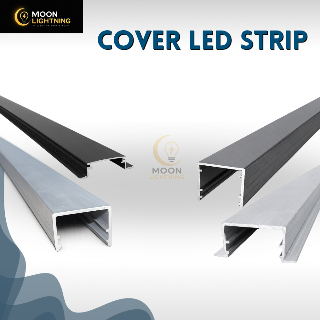 Cover LED Strip Aluminium Type 10 U Channel Premium Silver Black Diffuser Housing LED Strip Profile 