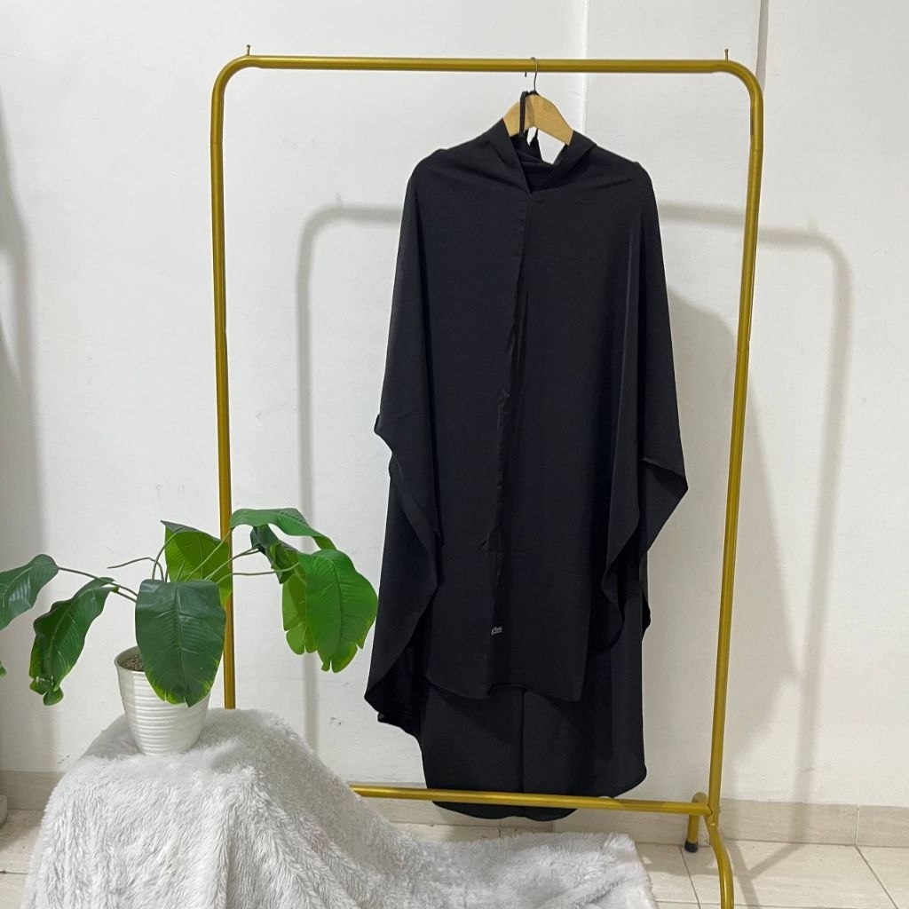 Abaya Azda Set Khimar French Instan + Cadar Hitam | Gamis Syar'i Premium Muslimah | Abaya Azda Set H