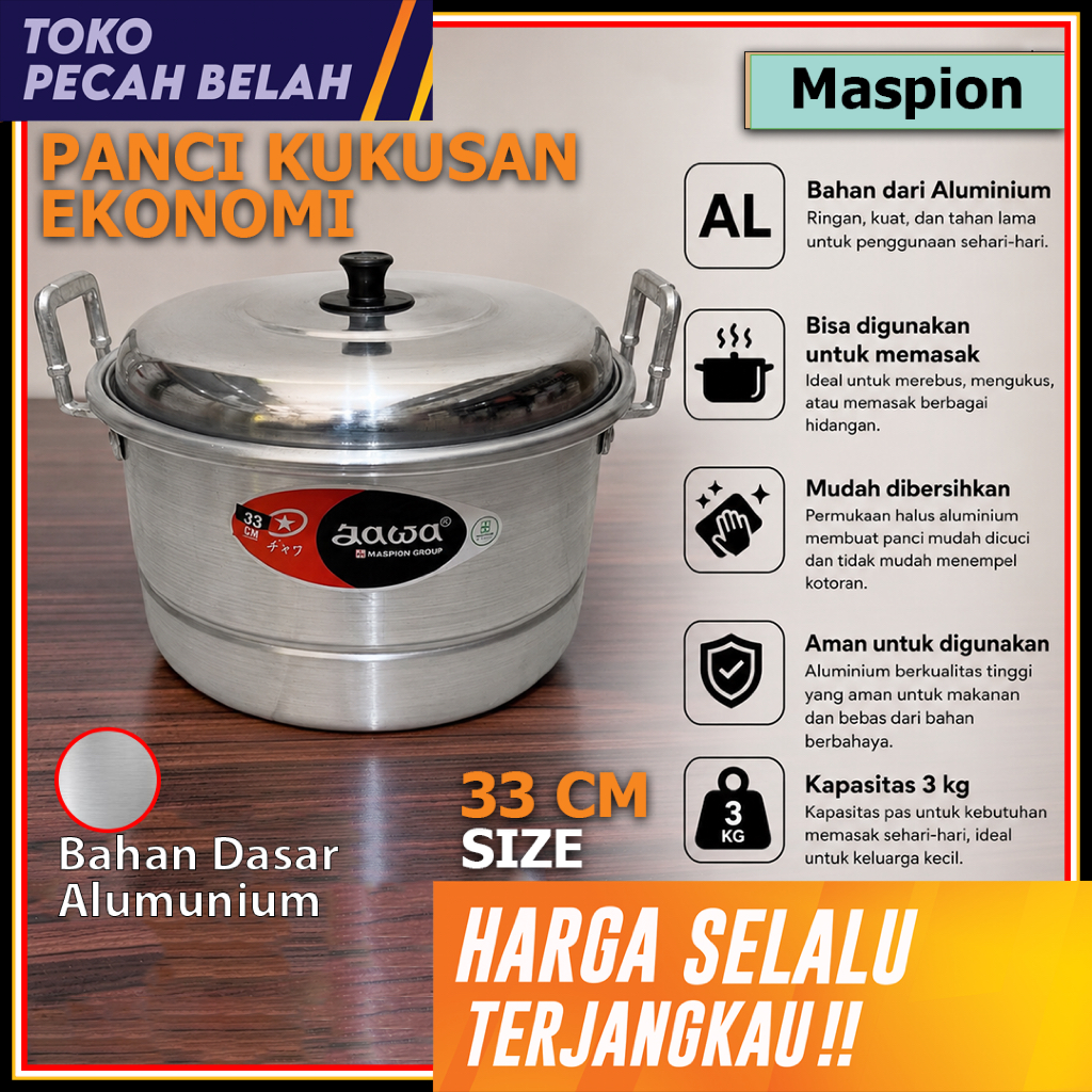 MASPION Panci Kukusan DANDANG EKONOMI Jawa 33 CM Aluminium