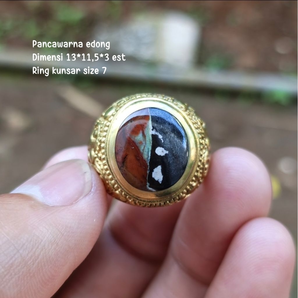 (TERMURAH) Cincin Batu Akik Pancawarna Garut Edong Size kantoran