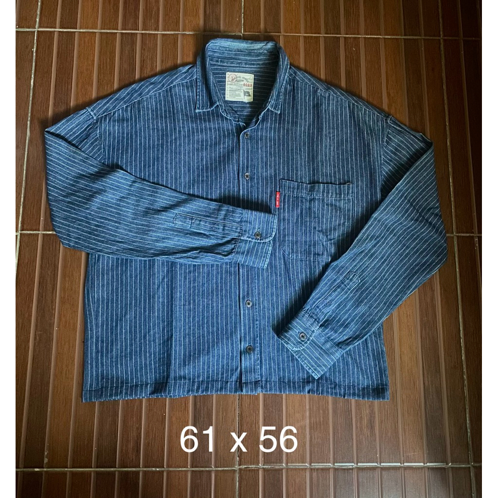 the D.land kemeja jeans salur lengan panjang fix boxy