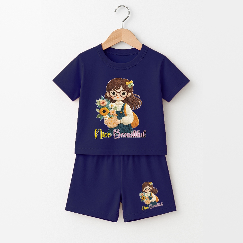 Stelan Anak Gambar Gadis Kecil Nice Beautiful Lengan Pendek Jumbo G-2617