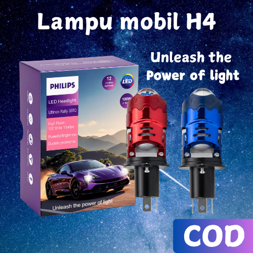 Philips Proyektor Headlamp Mini LED H4 p9 p10 Mini Biled 100W Ultra Terang Pemasangan Tanpa Merusak