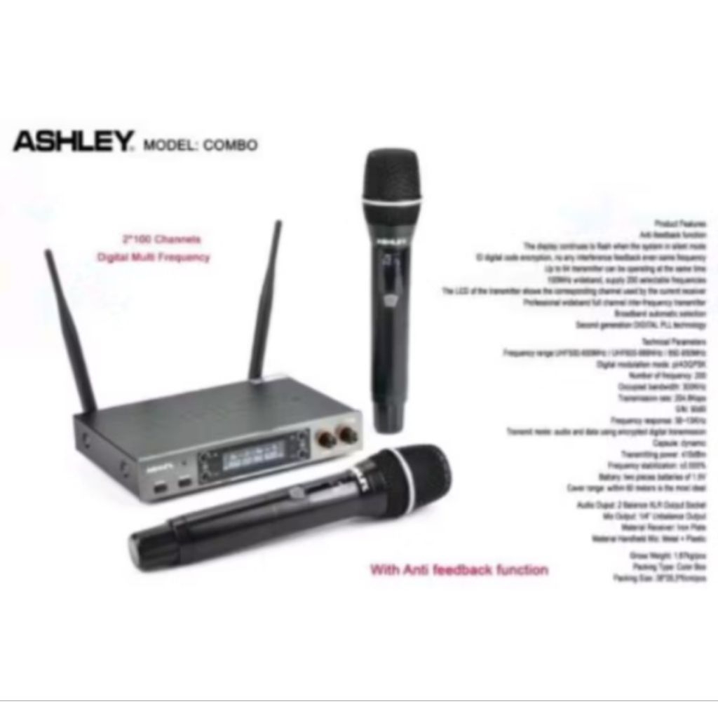 Mic Wireless Ashley Combo Anti Feedback Original