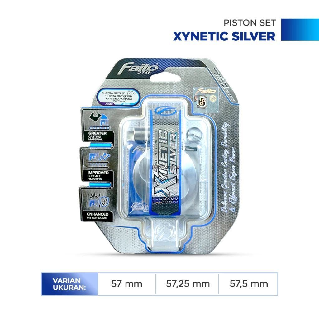FAITO PISTON RACING XYNETIC SILVER PLUS PISTON RING 57MM 57,25MM 57.5MM PIN PISTON 13MM SUPRA X 125 