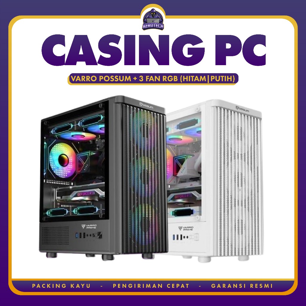 CASING GAMING VARRO POSSUM + 3 Fan RGB