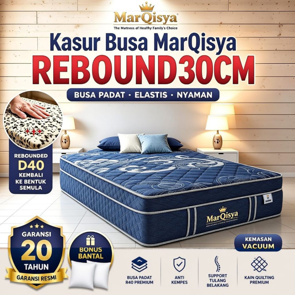 MARQISYA R40 tebal 30cm Kasur Busa Rebonded dengan Cover Quilting Premium Garansi 20th ready semua u