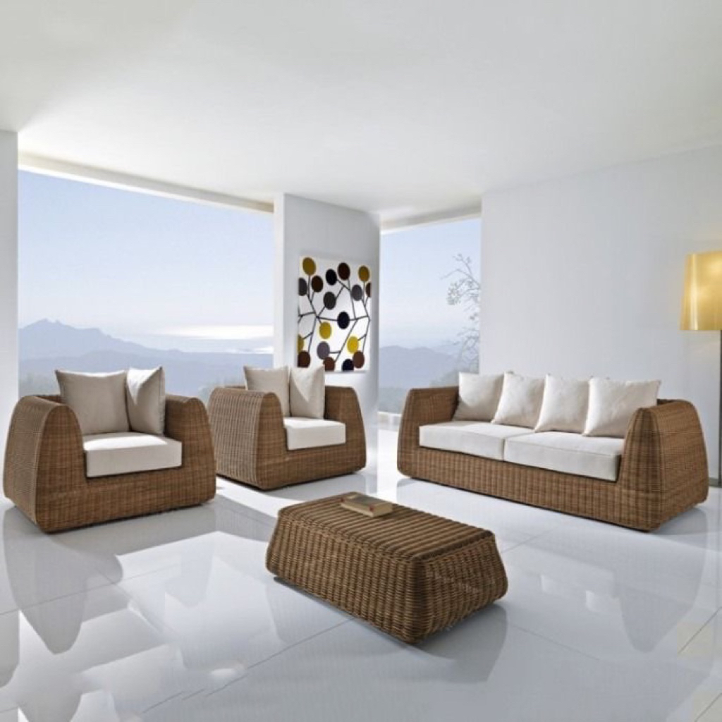 Set sofa rotan outdoor terbaru sofa rotan sintetis terbaik