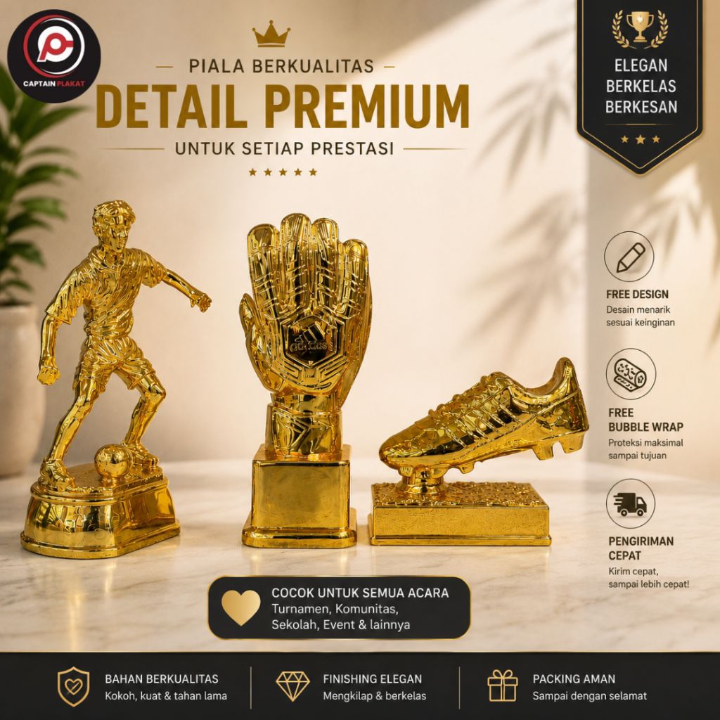Trophy Futsal Premium 3 Model  Trophy Pemain Bola  Keeper Trophy Sepatu Sepak Bola