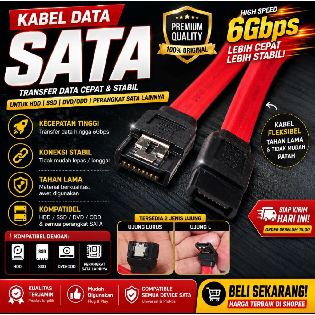 Kabel Data SATA HDD / SSD Bekas Copotan - Normal Siap Pakai