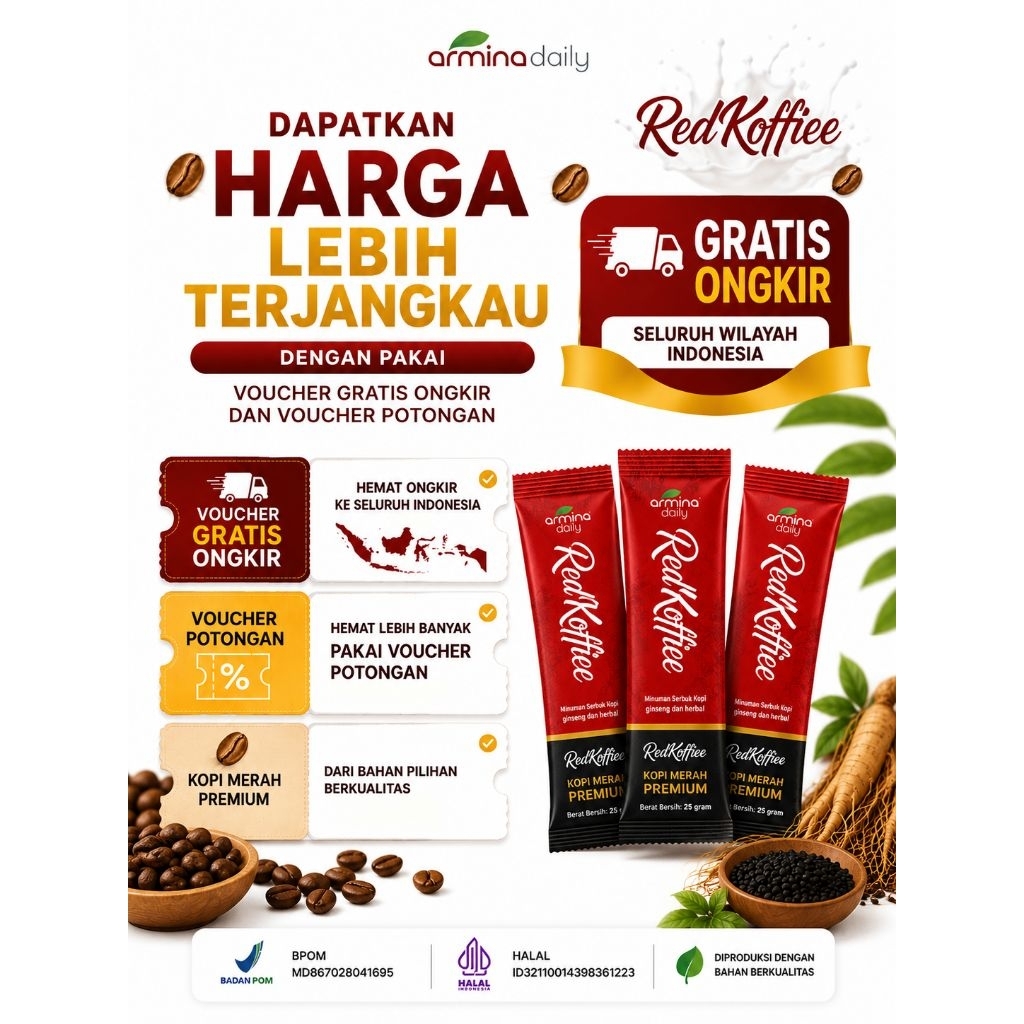 kopi merah red koffiee 3 sachet