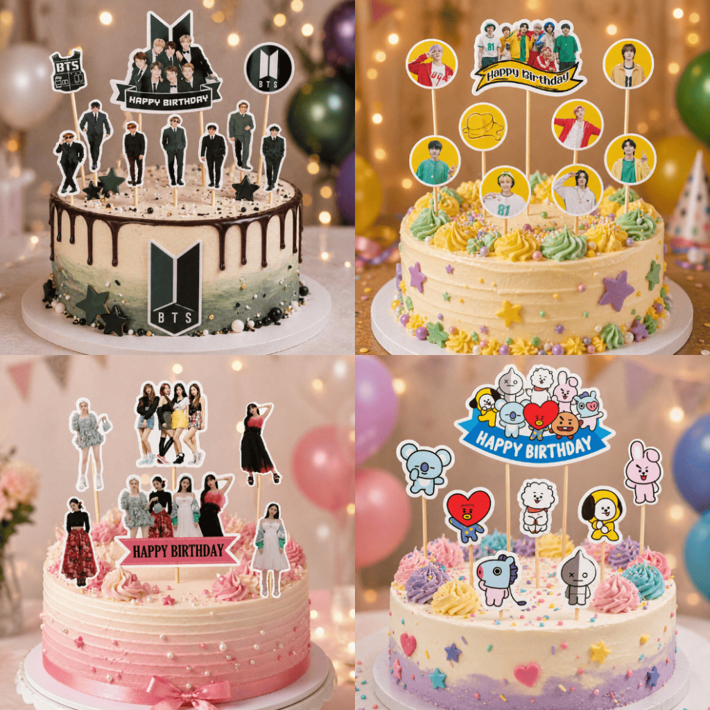 (SKR) Cake Topper kertas BTS,BTS Butter, Balck Pink