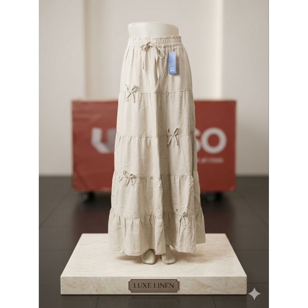 Rok pita 4 undak bahan blu kuda premium ful pinggang karet