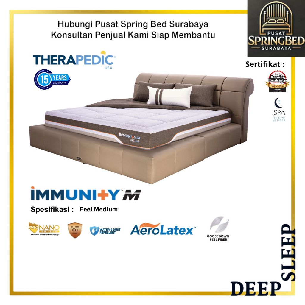 PUSAT SPRINGBED SURABAYA - Therapedic - IMMUNITY M (Medium feel) Spring Bed Full Latex - HOMEOPATI (