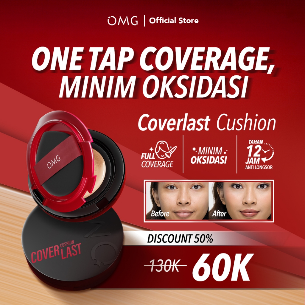 [NEW SHADE] OMG Coverlast Cushion 15g | High Coverage Dewy | No-Oxidize 12H I Poreless I Halus & Fla