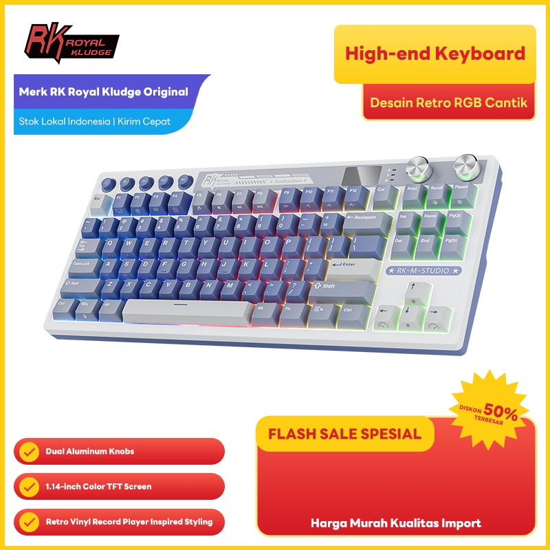 Royal Kludge RK M87 Ocean Blue 87 Key Gaming Keyboard