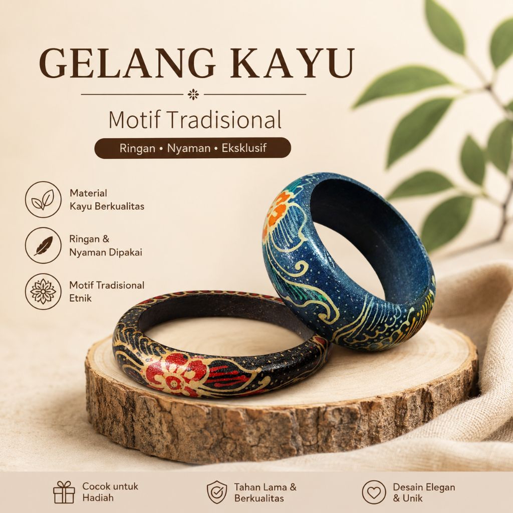 souvenir gelang batik - gelang kayu Jogja - souvenir oleh-oleh Jogja - gelang kayu tradisional