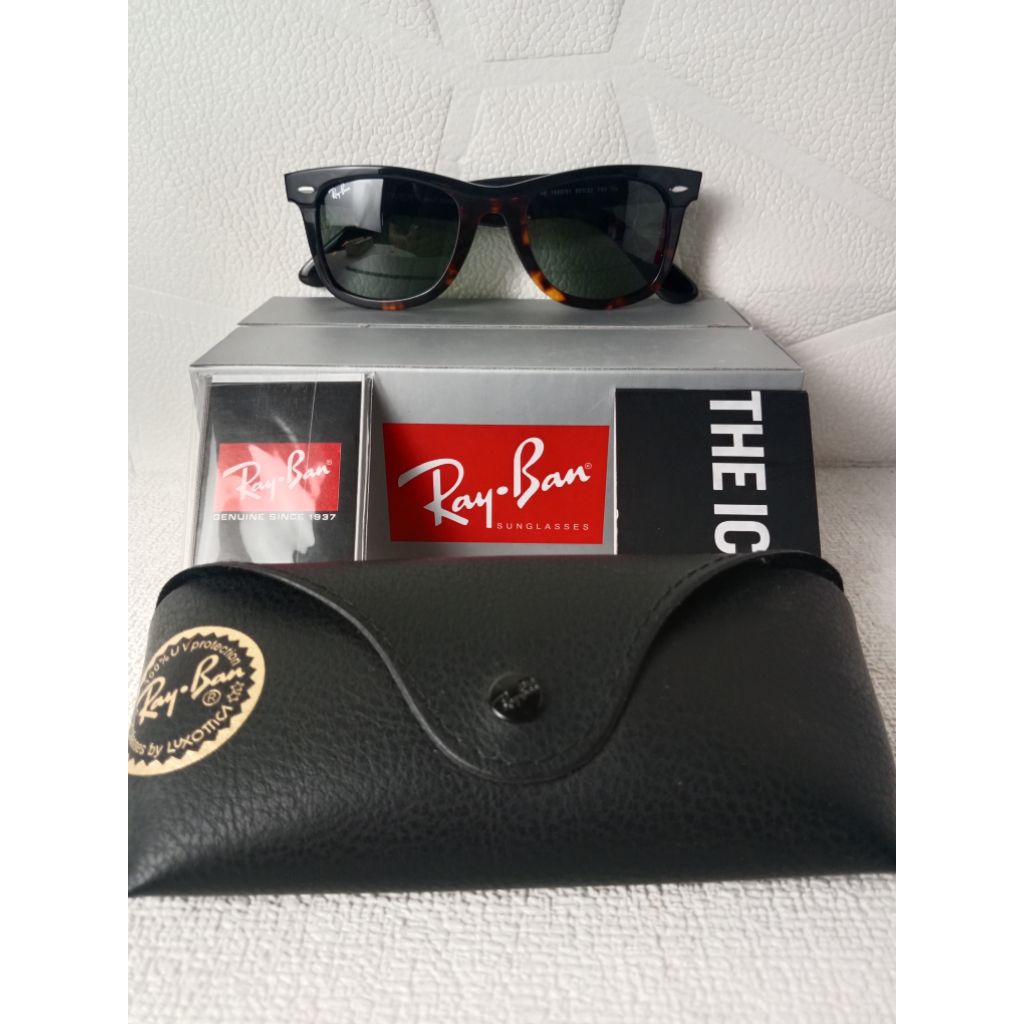 Kacamata Rayban Wayfarer Street Neat RB2240 1440/31 Tourtoise Hitam Lens Green Size 50 Original