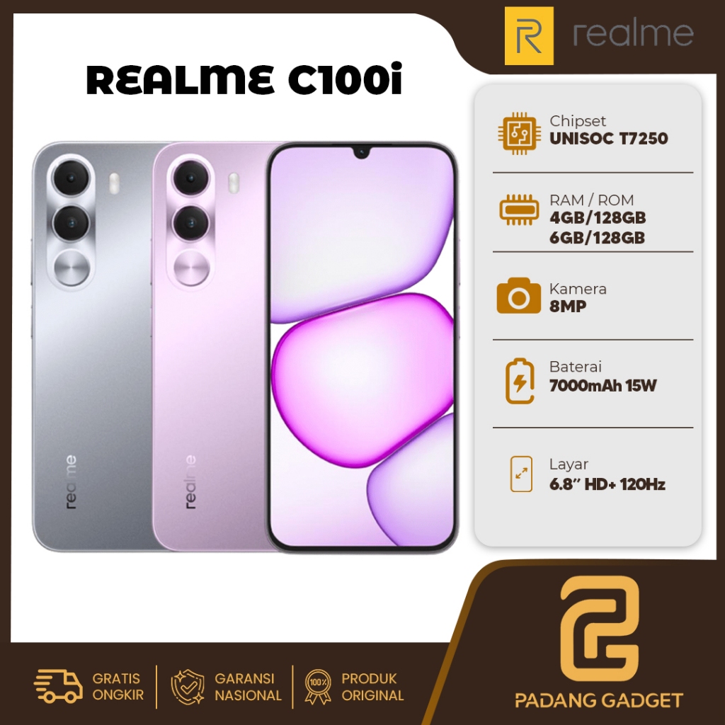 Realme C100i 4/128GB 6/128GB HP Android Smartphone Baru Garansi Resmi