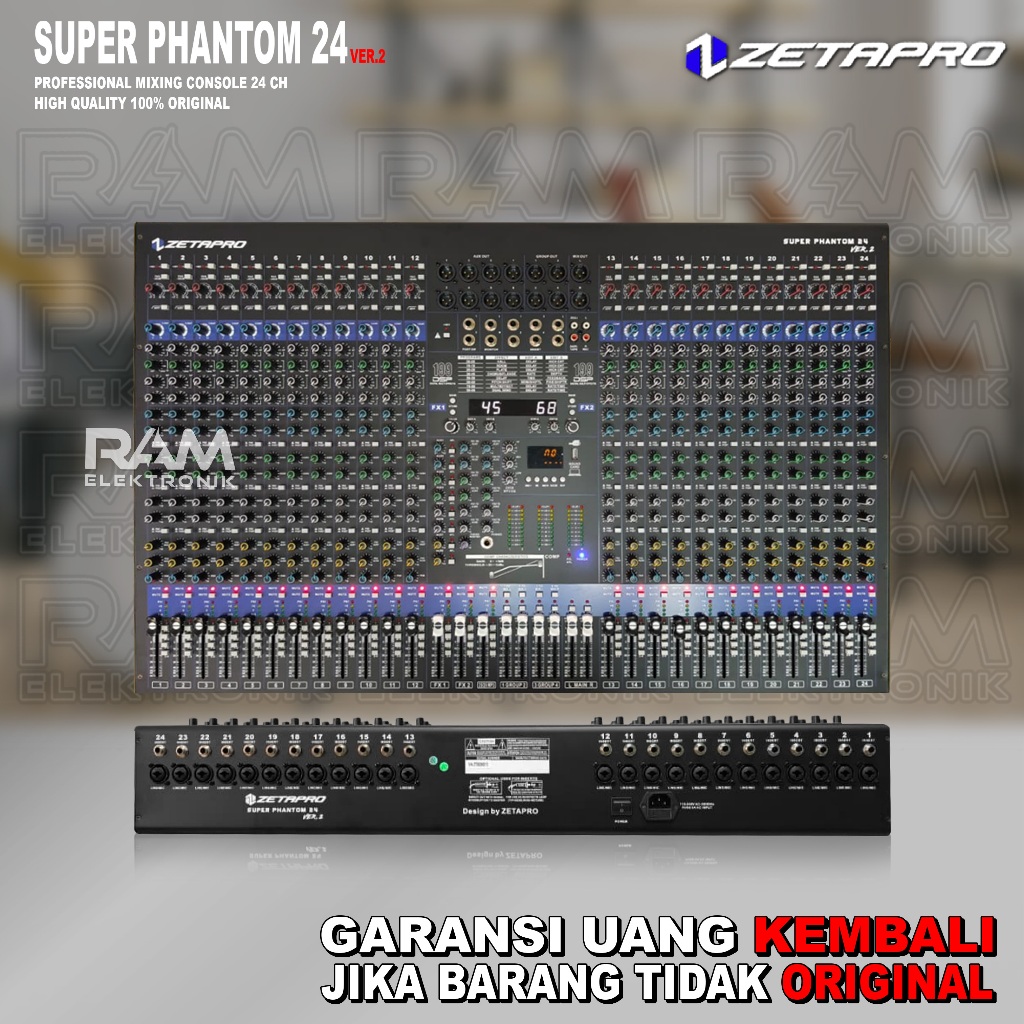 Mixer 24 Channel ZETAPRO SUPER PHANTOM 24 VER.2 | VER 2 Double Effect Original