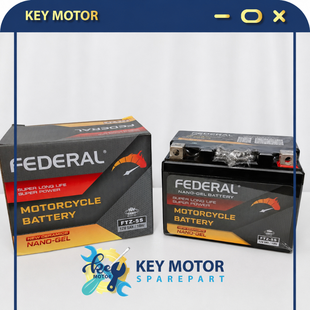 Accu / Aki Kering Motor 5A 5 Ampere Federal FTZ5S NANO GEL 100% Asli