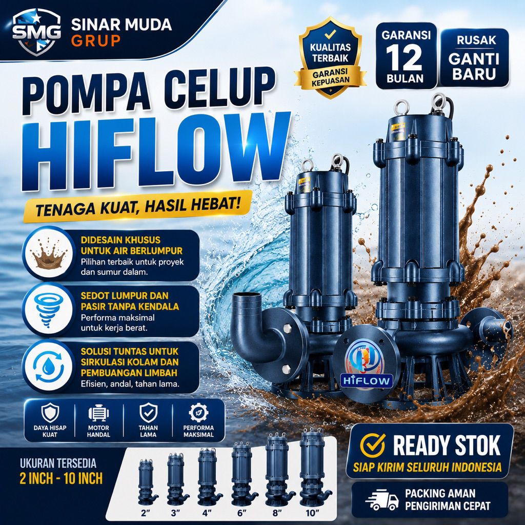 Pompa Submersible Sewage Hiflow 2,2Kw 3Hp 3Inch Sumbersible Pump