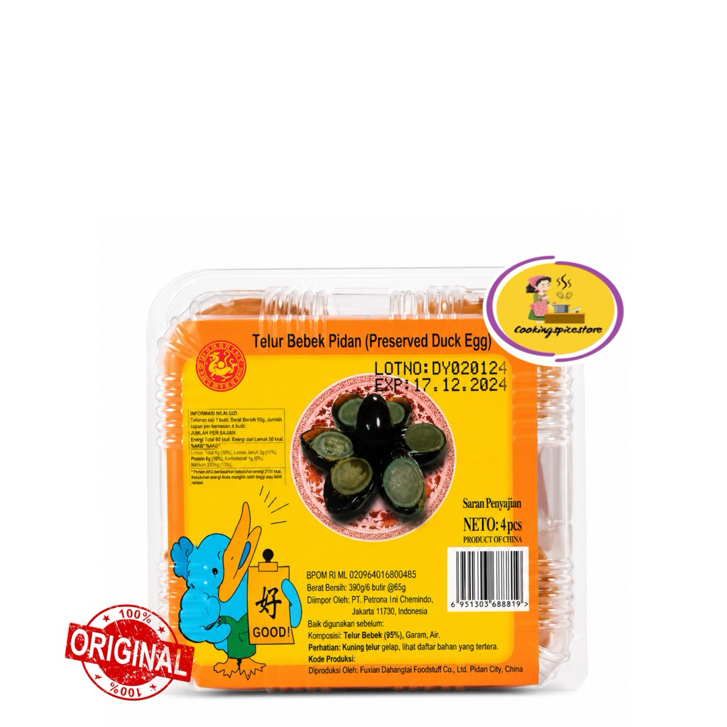Telur Bebek Pidan 4 Butir chen liang ji Century Egg Preserved Duck Egg Telur Hitam Import Original