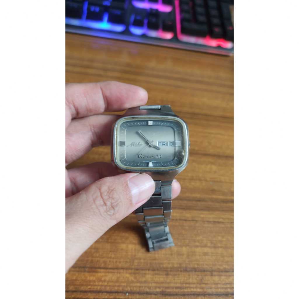 RARE Mido commander 70s Datoday T swiss made T Automatic Mesin Normal Bekas Surabaya Antik  Vintage 