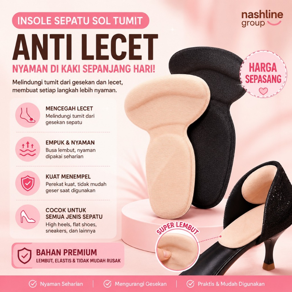 INSOLE SEPATU TUMIT SOL TUMIT ANTI LECET PREMIUM KEBESARAN LONGGAR