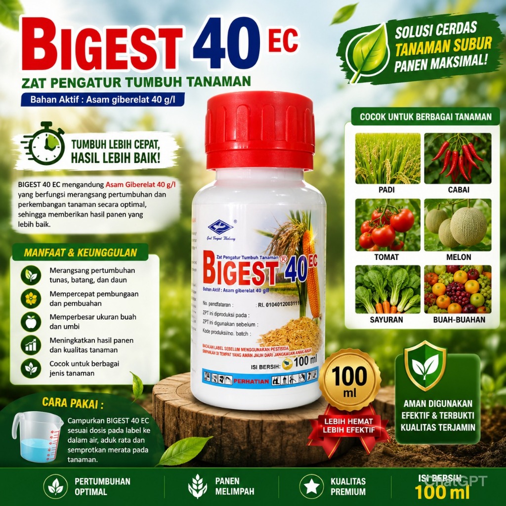 BIGEST 40EC ZPT ASAM GIBERELAT 100%ORIGINAL 50ML