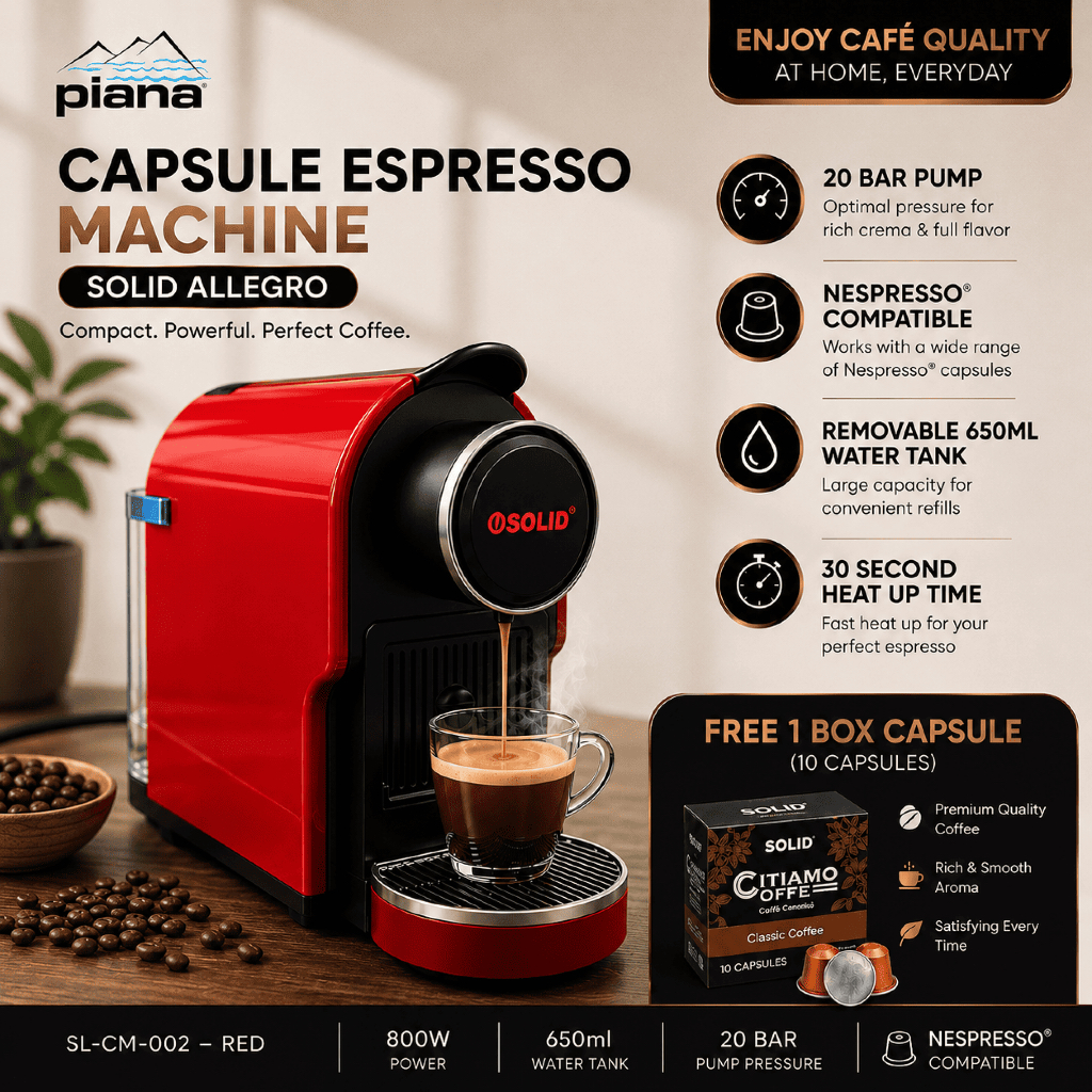 Espresso Capsule Coffee Machine - Mesin Kopi Kapsul Espresso Solid - Nespresso Compatible
