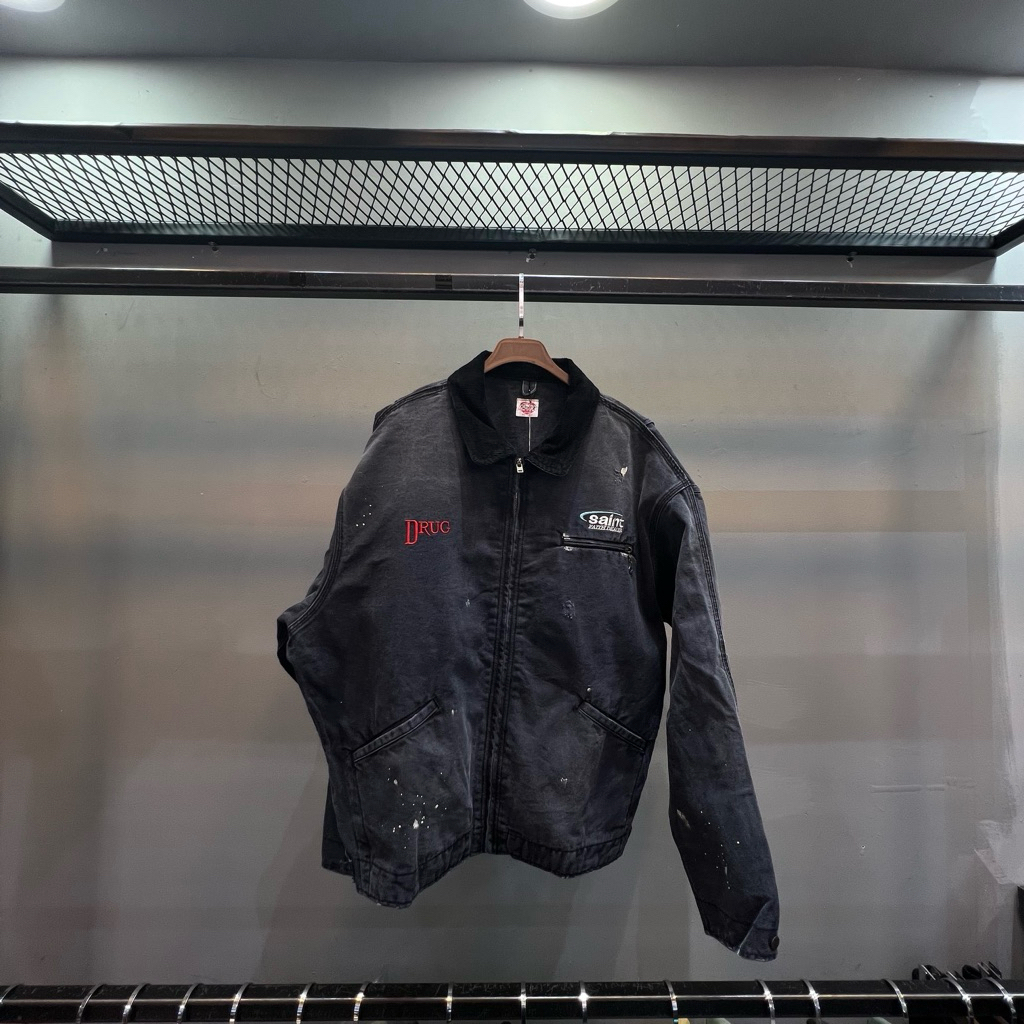 Saint Jakarta | Jaket Pria Canvas Saint M Distressed Detroit Canvas Paint Splatter J01