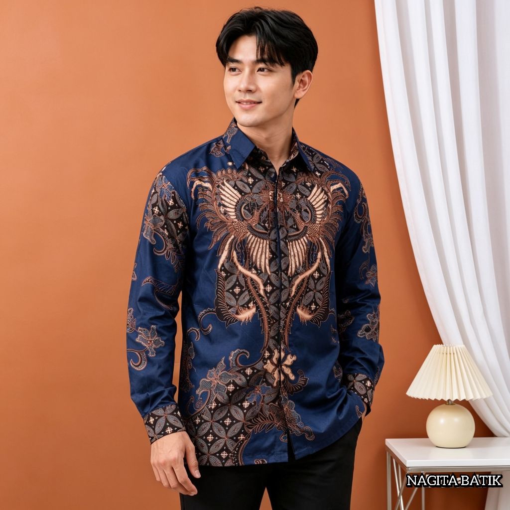 Nagita Batik NEW (COD) - Batik Pria Lengan Panjang Premium, Kemeja Batik Modern Katun Halus Seragam 