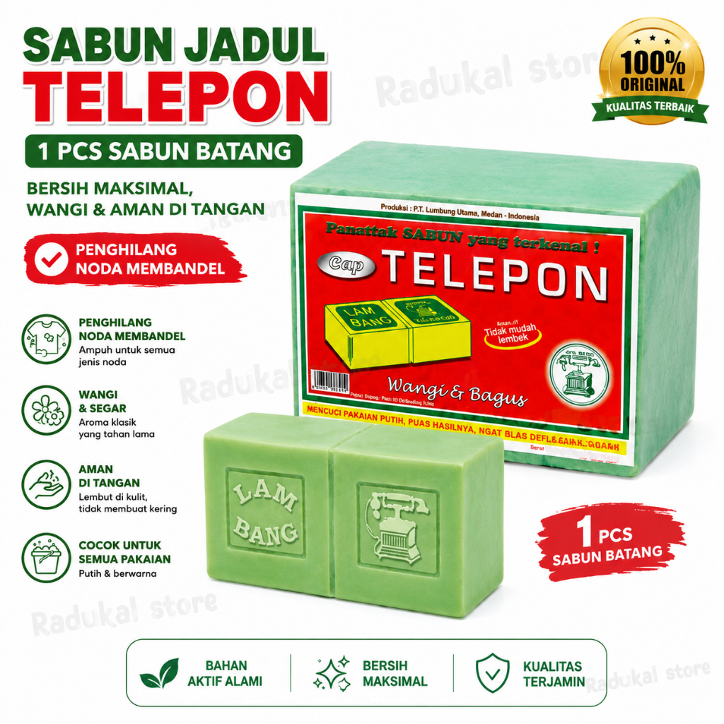 1 PCS - Sabun Batang Jadul Cap Telepon - Sabun Cuci - Sabun Jadul
