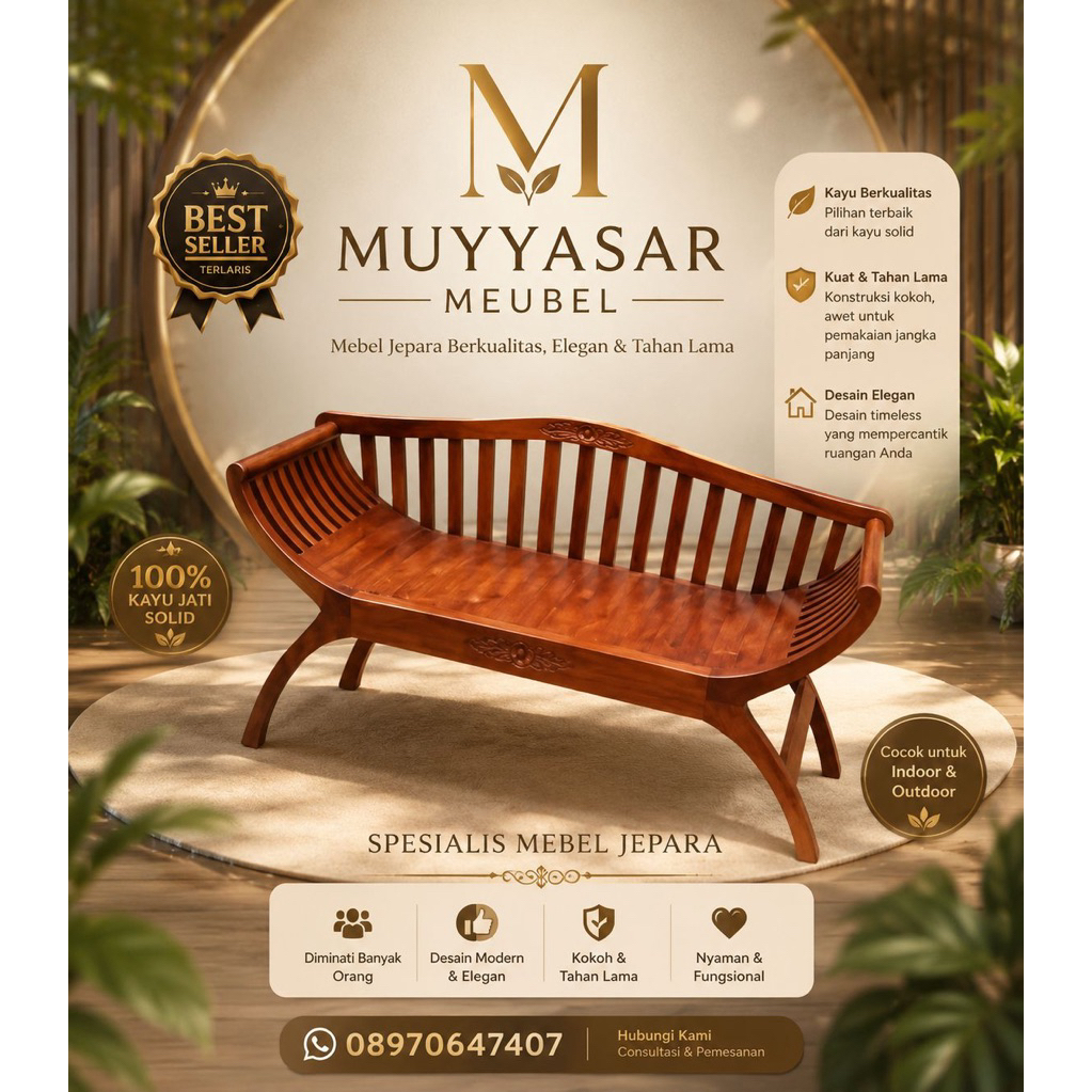 bangku yuyu sandaran kayu jati // kursi yuyu kayu jati