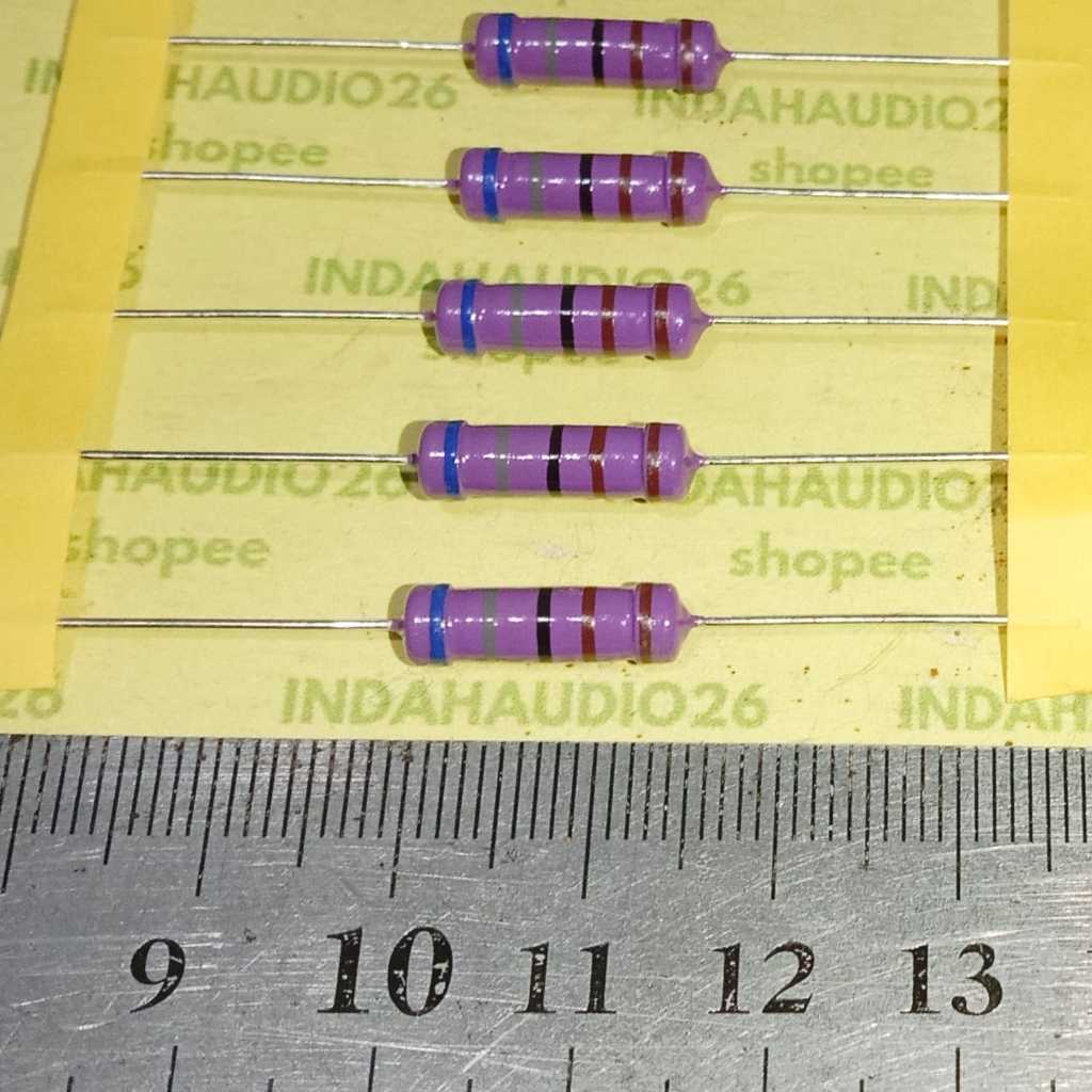 5PCS UNGU 6K8  2W 1% METAL FILM KAKI TEMBAGA resistor 6.8k  2watt  6,8 kilo ohm 2 w 2 watt 1 persen 