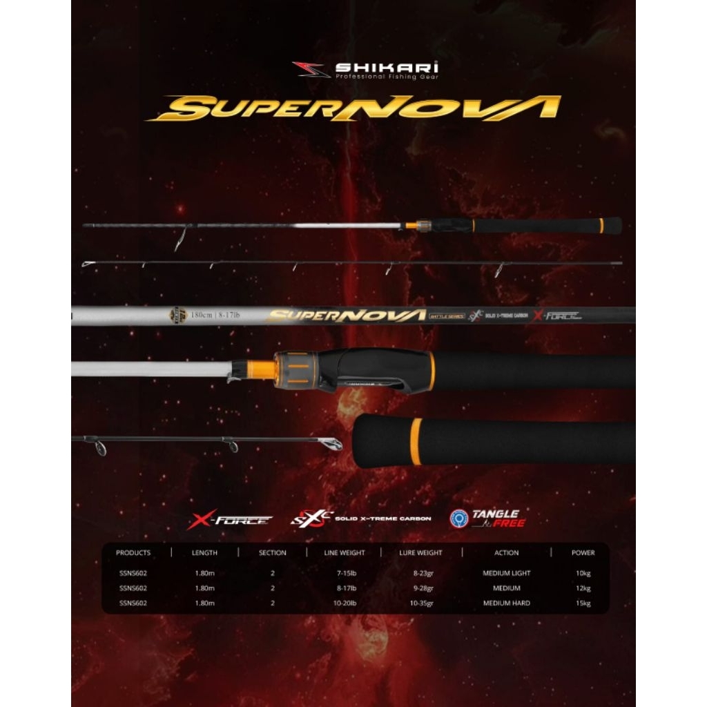 Joran Shikari SUPERNOVA, Solid Carbon, 10-20Lb 8-17Lb 7-15Lb