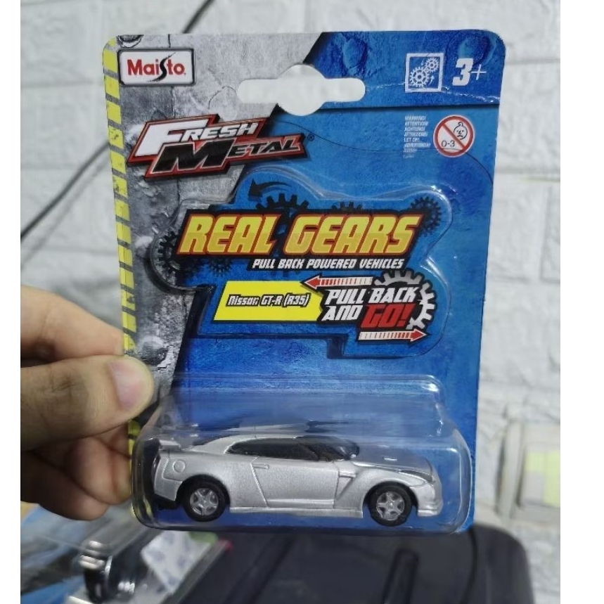 DIECAST ITALY MAISTO REAL GEARS NISSAN GT R R35 (BAN KARET + BISA PULL BACK JALAN)