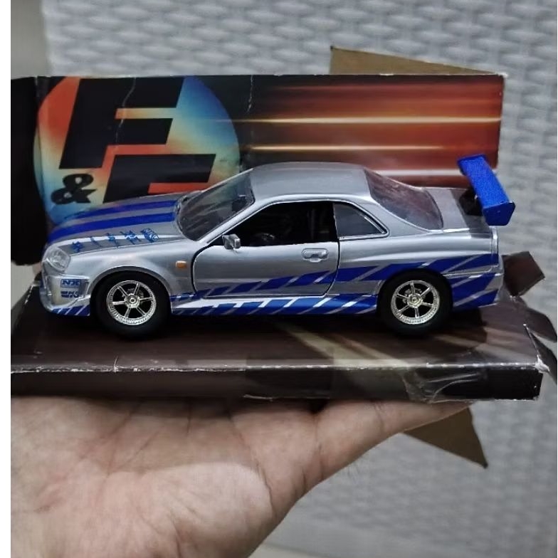 MOBIL MAINAN JADA FAST & FURIOUS 1:32 1/32 NISSAN SKYLINE GT R R34 (LOOSE/NO BOX)