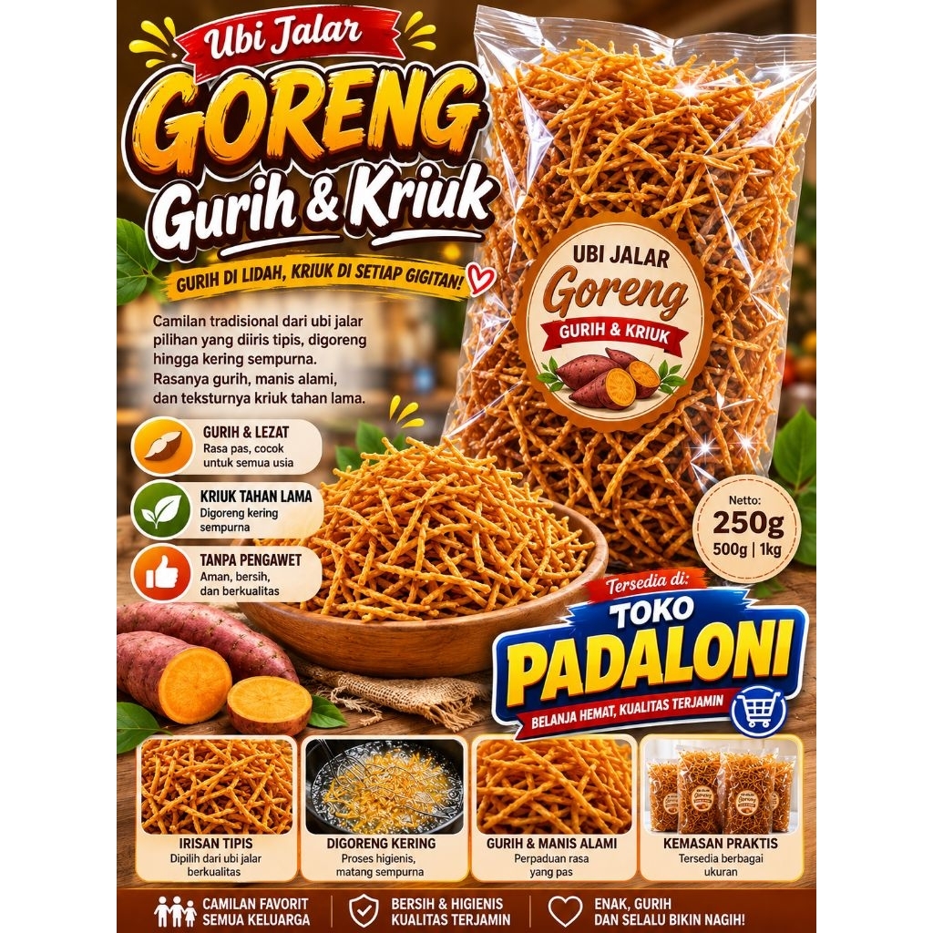 Ubi jalar goreng gurih dan renyah