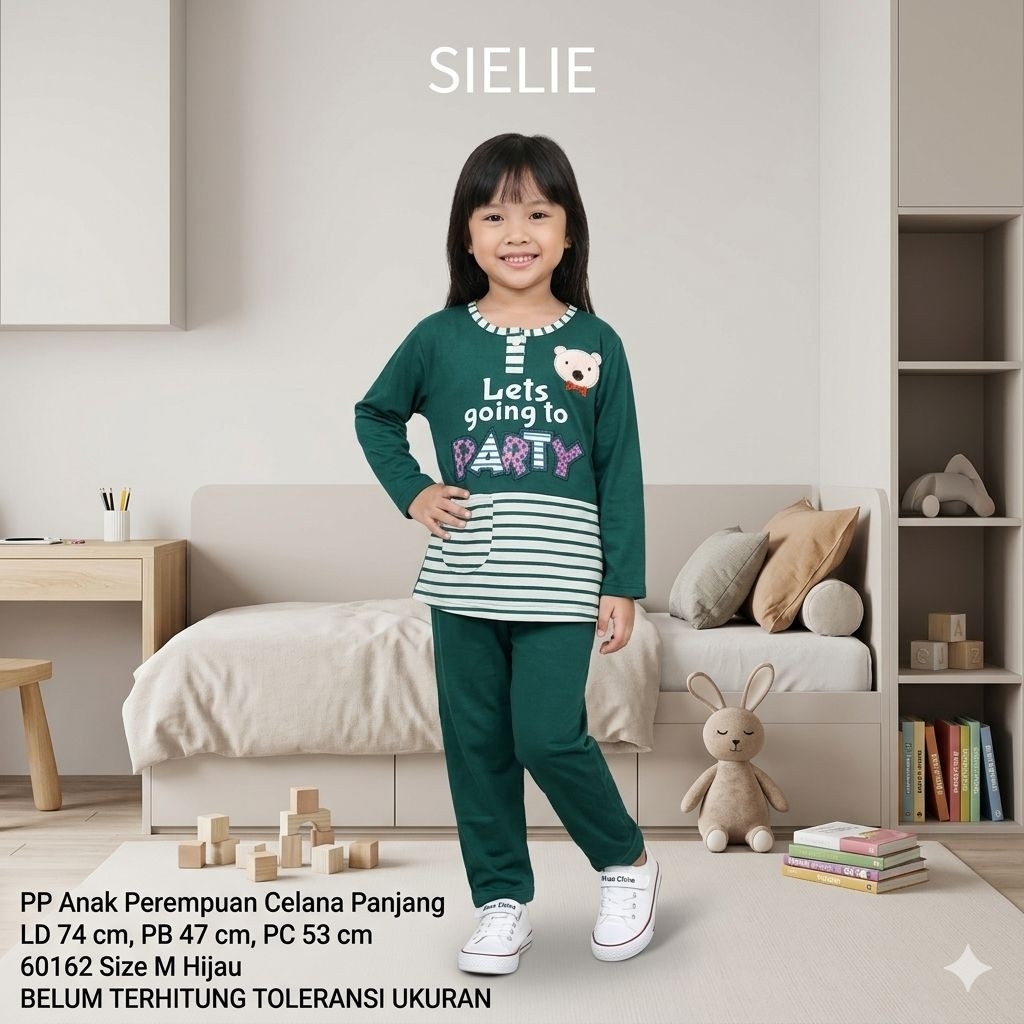 SIELIE Setelan Oneset Babydoll Baju Tidur Piyama PP Anak SML Perempuan Celana Panjang 60626