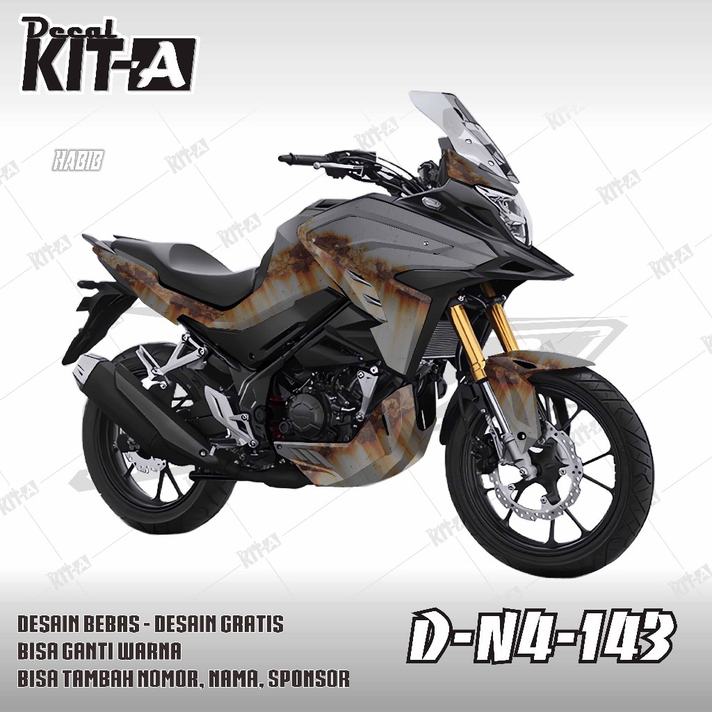 Decal CB150X Hitam Gold Full Body motif karat D-N4-143