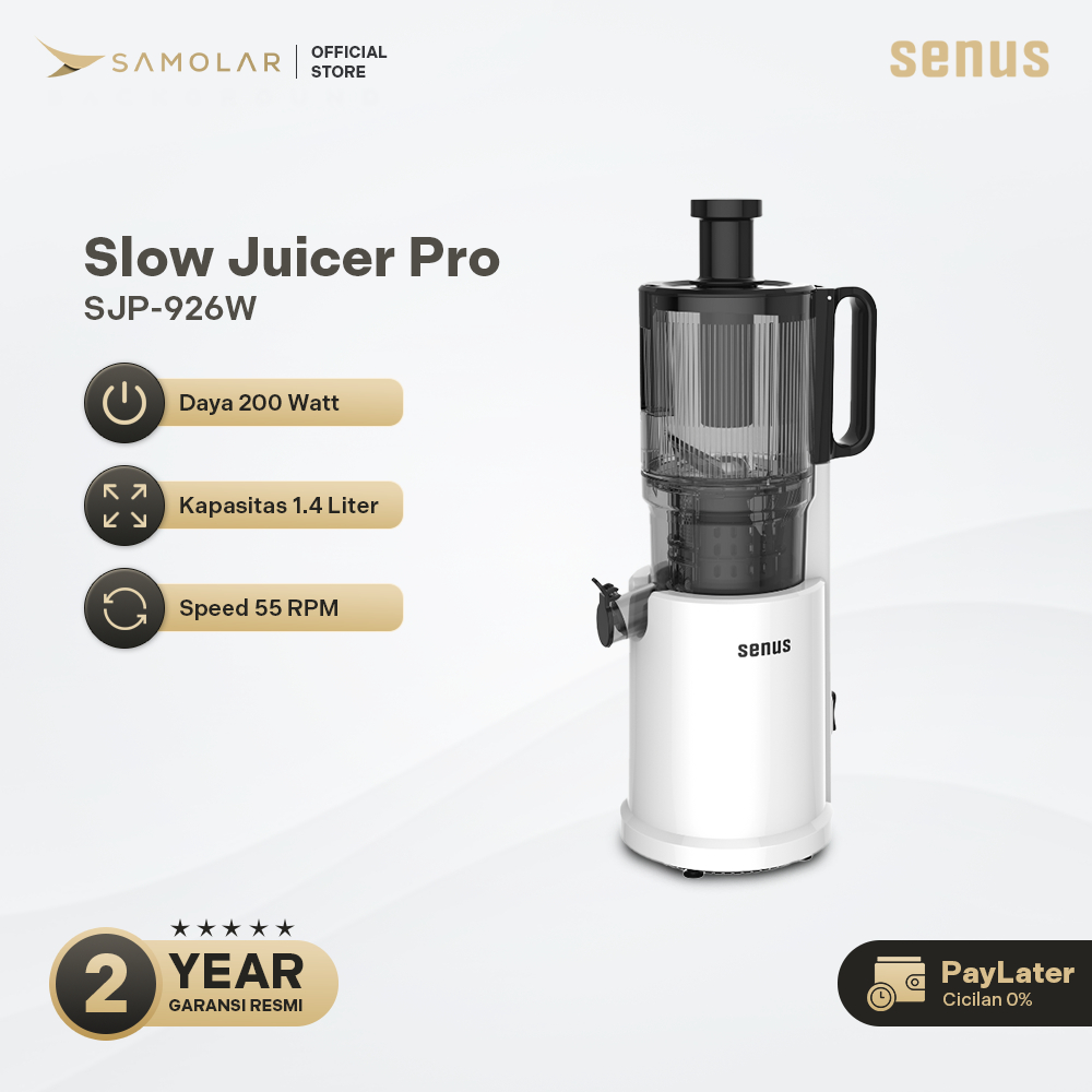 Senus Slow Juicer PRO 240W - Pengekstrak buah 95% tanpa ampas mudah dibersihkan | Slow Juicer Senus 