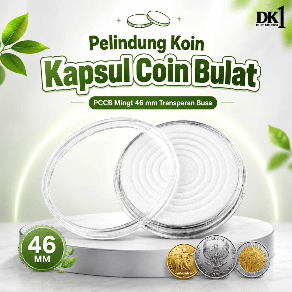 Pelindung koin Kapsul coin bulat pccb mingt 46 mm transparan busa