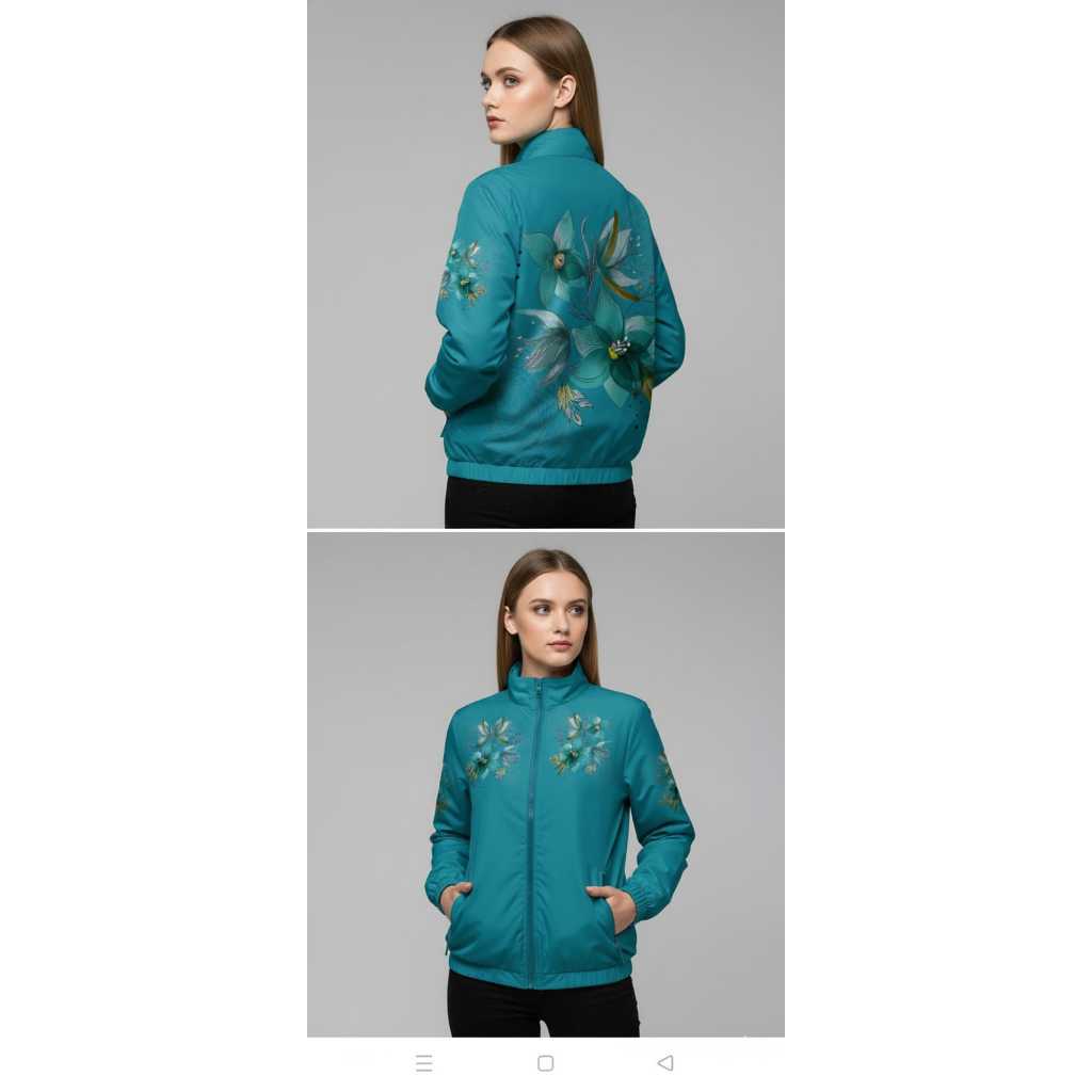 JAKET  PARASUT MOTIF BUNGA LUCU Jaket Parasut Jumbo Wanita pria Printing